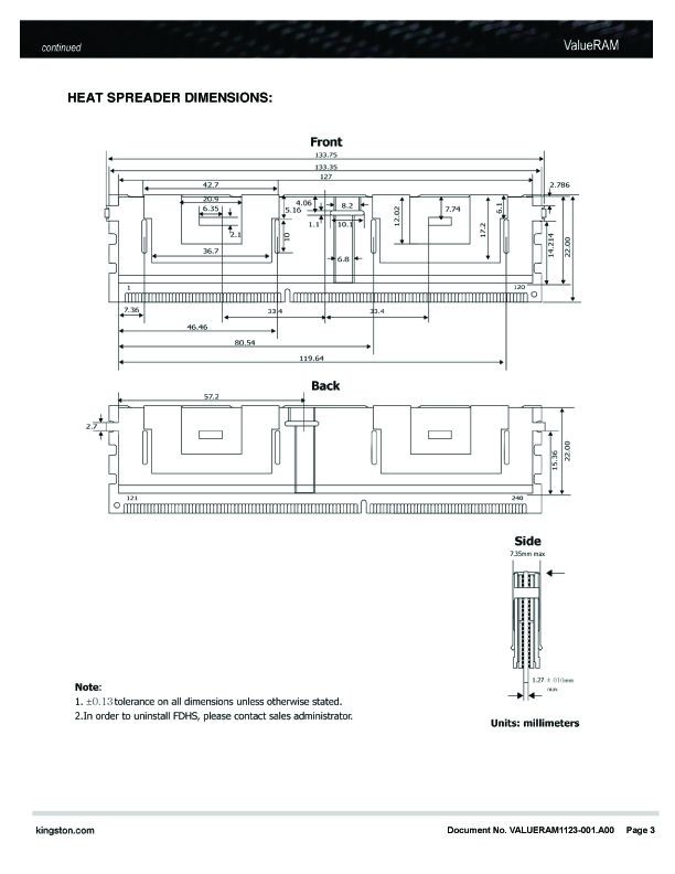 金士顿 16G RECC DDR3 1600 KVR16R11D4/16 - 金士顿 DDR3 - 成都江安创恒科技有限公司